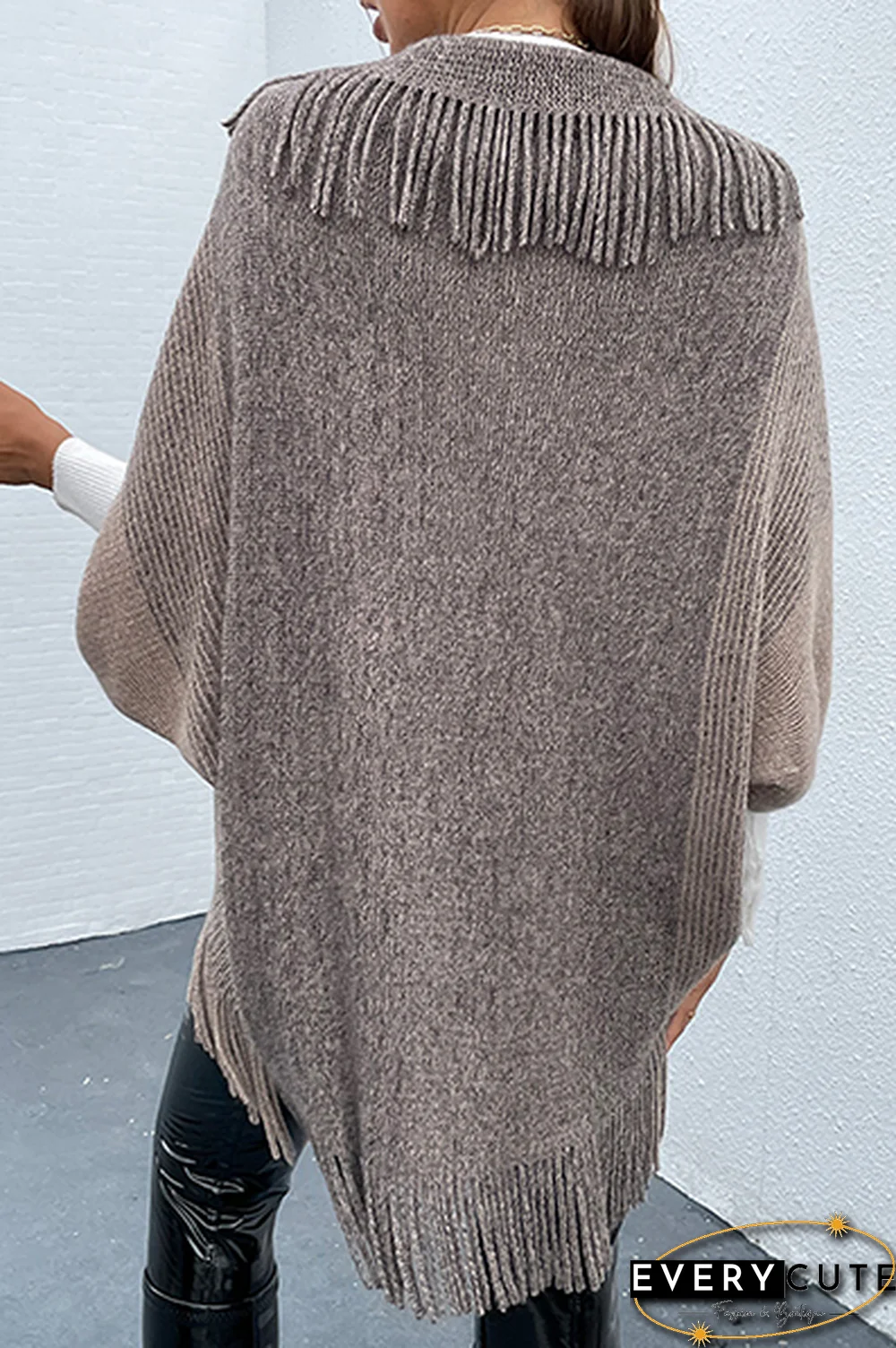 Casual Elegant Striped Tassel Patchwork Turndown Collar Tops Sweater