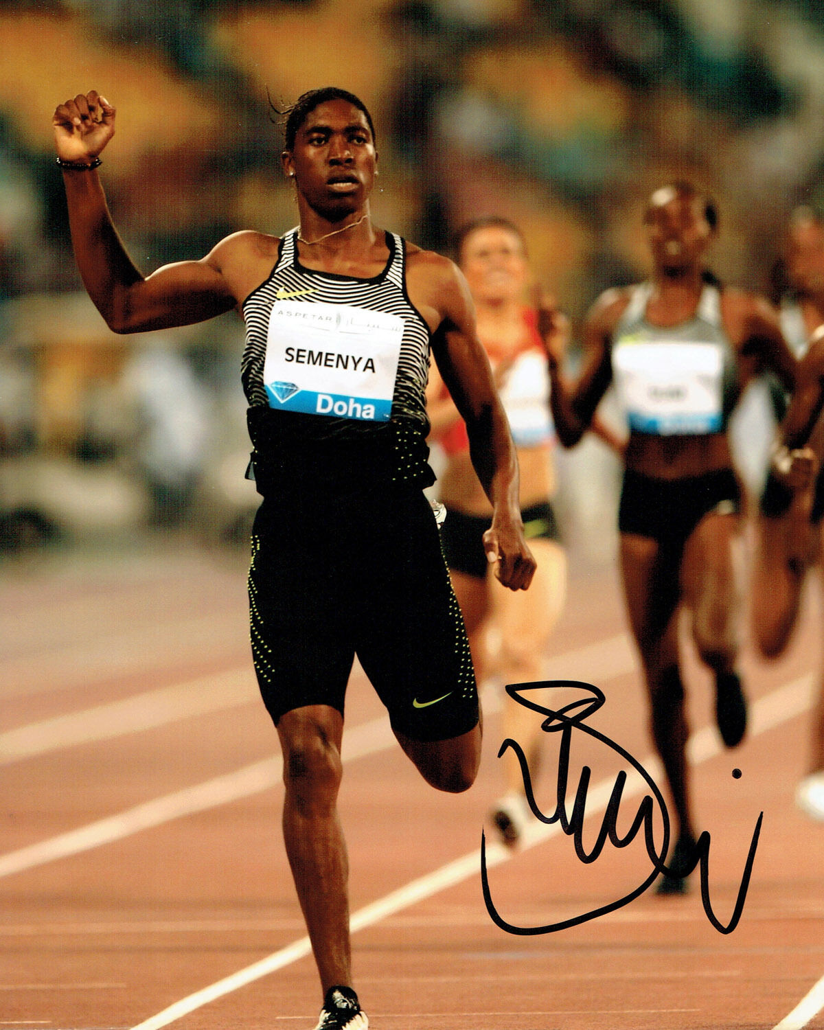 Caster SEMENYA Autograph Signed Photo Poster painting AFTAL COA Olympic Medal Winner