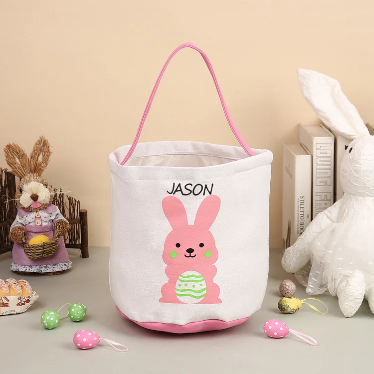 Personalized Bunny Tote Bag Custom Name Bunny Bucket Bag Easter Gifts