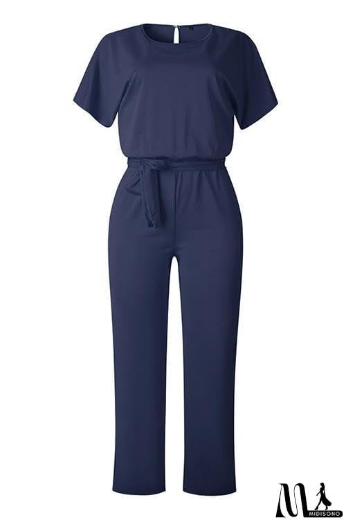 MidiSono - Short Sleeve Knot Jumpsuit