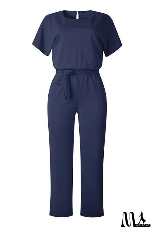 MidiSono - Short Sleeve Knot Jumpsuit