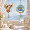 2pcs Owls and Peacocks DIY Acrylic Diamond Painting Wind Chime for Adult 5D Diamond Painting Suncatcher with Crystal Pendant Double Sided Hanging Diamonds Art Paint Ornament Gift for Home