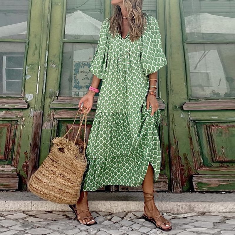 Womens Fashion Geometric Patterns Casual Dress