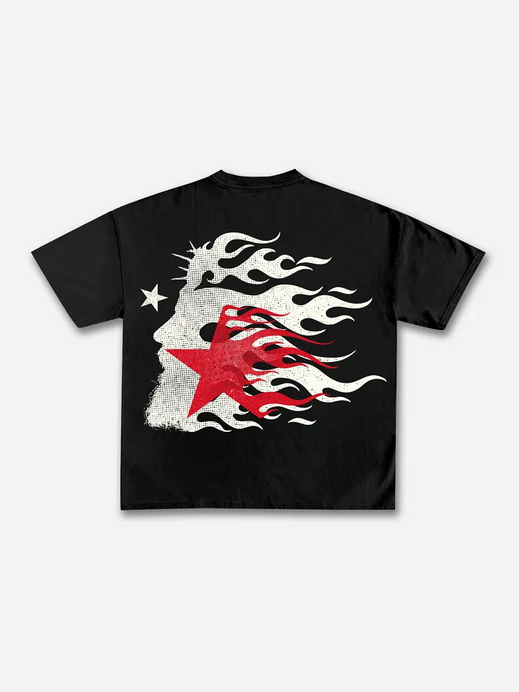 Flame Jesus Silhouette Network Vintage Graphics T-shirt
