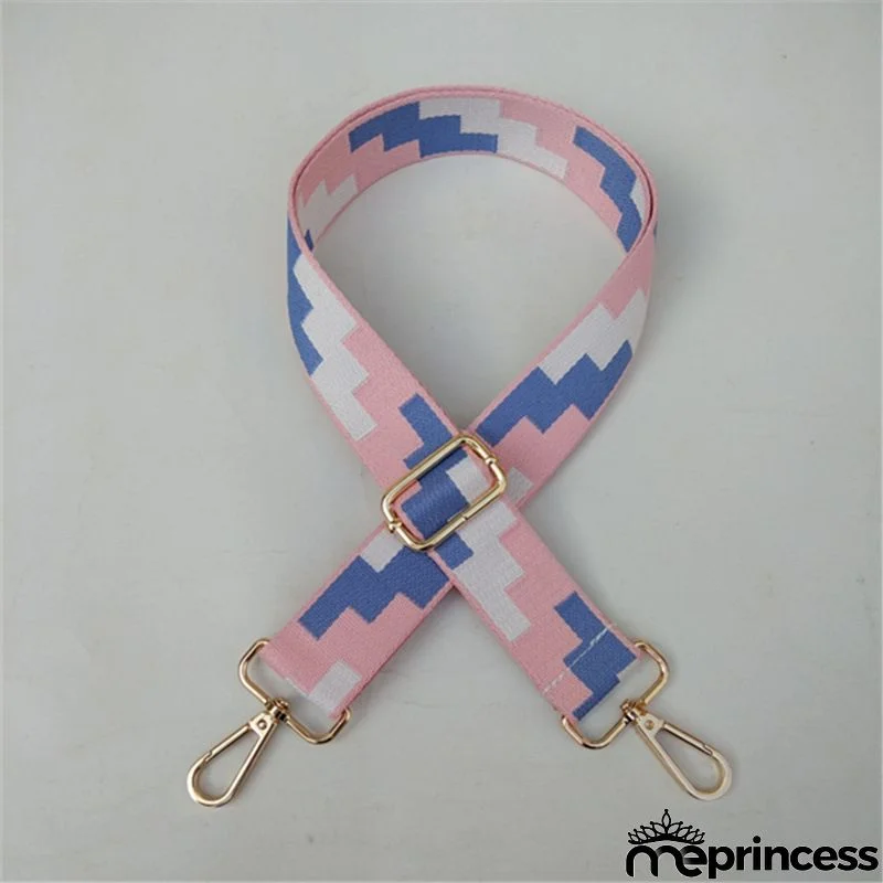 Women Fashion Color Block Adjustable Decompression Replacement Long Strap Bag Accessories