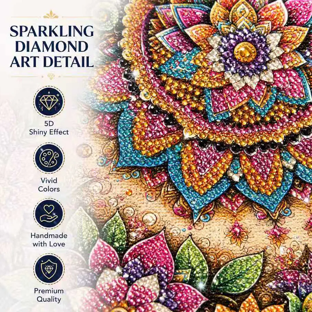 Diamond Tissue Organizer Exquisite Craftsmanship for Bathroom Bedroom Decor (Mandala)