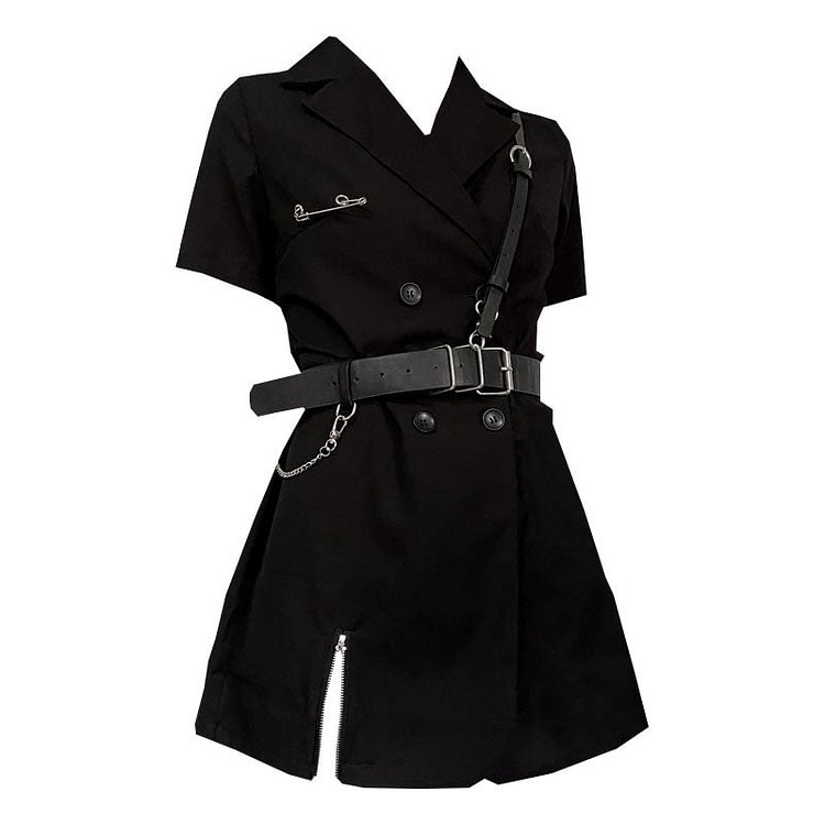 Double Breasted Short Sleeve Suit Dress
