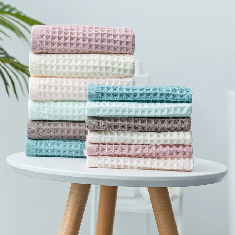 Cotton Love Pure Cotton Waffle Square Towel 40 Strands Waffle Square Towel Bath Towel Plain Square Towel