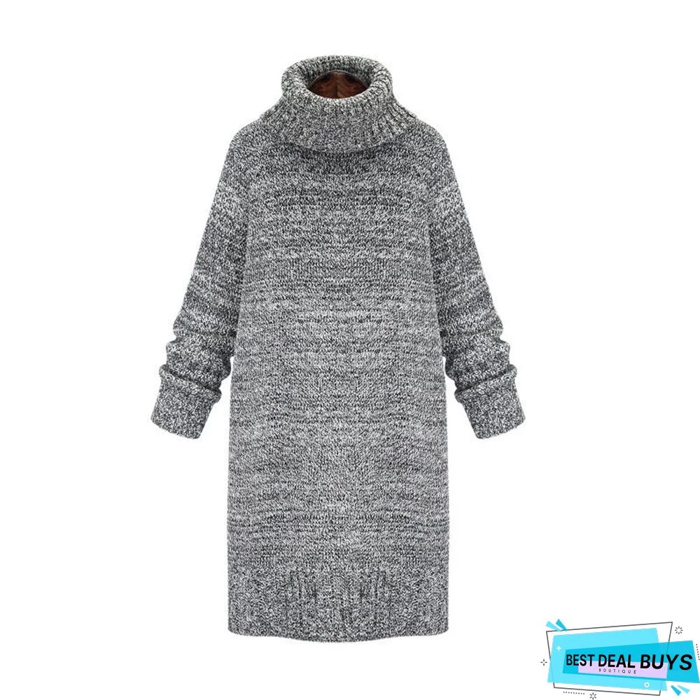 High Neck Thick Warm Sweater Fashion Women's Long Coat Bottoming Shirt