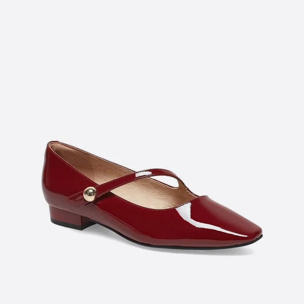 Vintage Leather Flat Pure Color Mary Janes