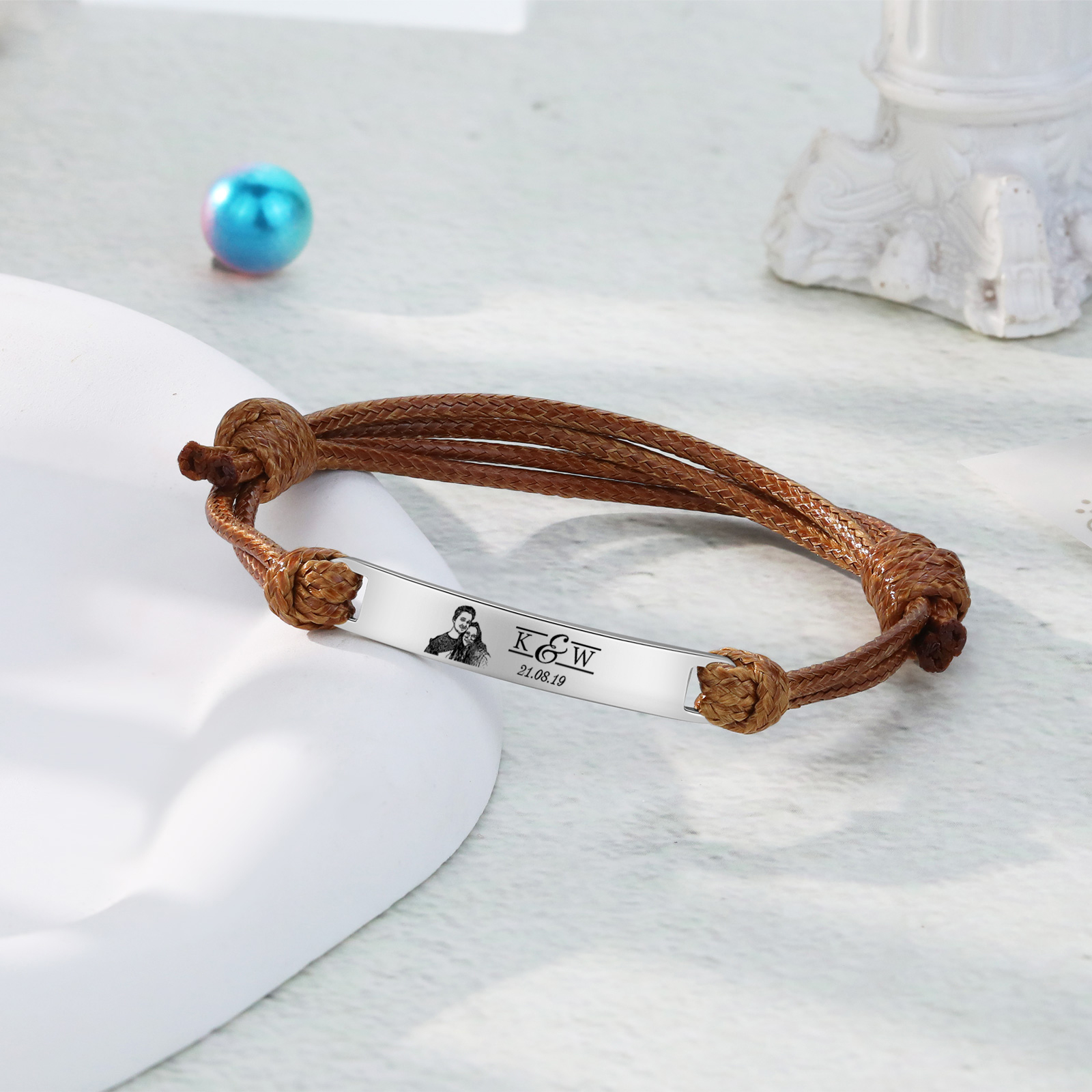 Braccialetti acciaio inox 1 nome 2 lettere e 1 foto personalizzabili per coppia multicolori da scegliere