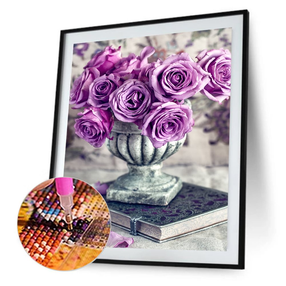 Full Round Diamond Painting Purple Flower