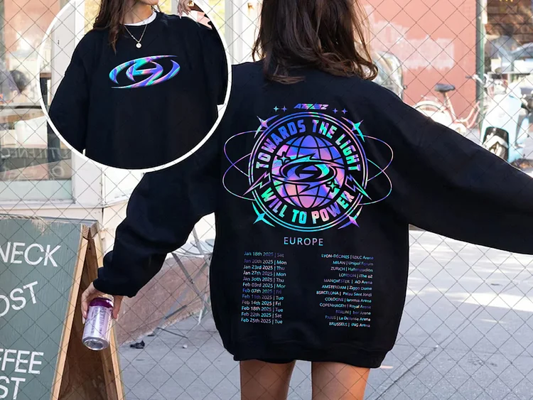 2025 Ateez Towards the Light World Europe Tour Laser Printing Sweatshirt officialateezshop
