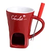 Candle Cup Cheese Chocolate Melting Ceramic Mug Chocolate Fondue Mug with Fork