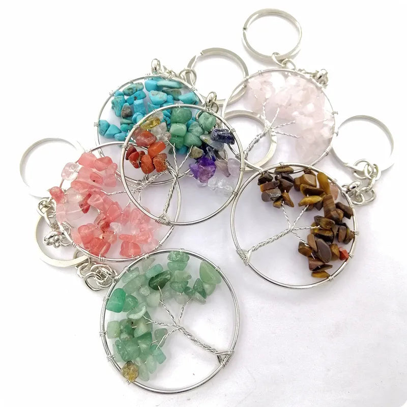 Elegant Minimalist Life Tree Crystal Copper Plating Keychain