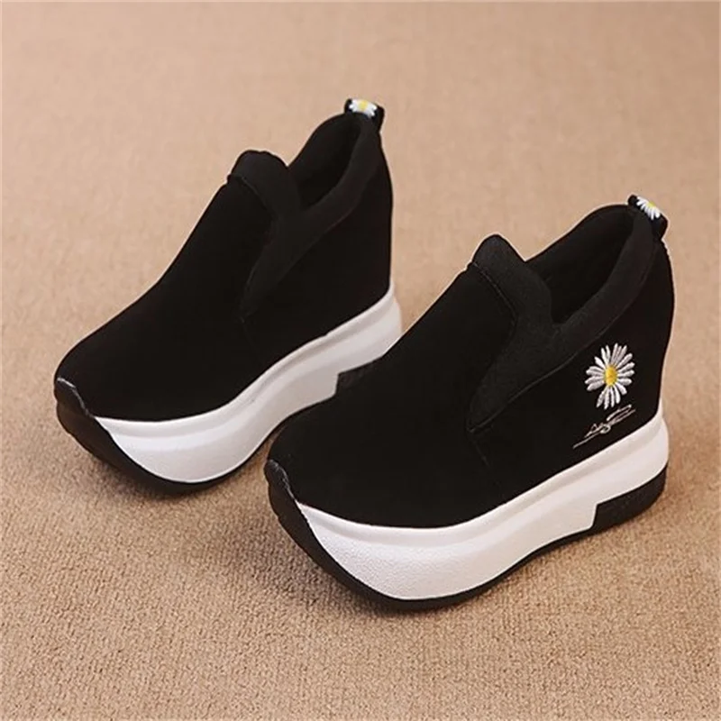 Qengg Platform Wedges Casual Female Sneakers 2021 Women Comfortable  Shallow Rubber Vulcanize Shoes Black Autumn Loafers Free Shipping