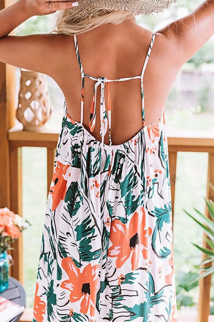 Fashion Street Print Backless Spaghetti Strap Princess Dresses - Life is Beautiful for You - SheChoic