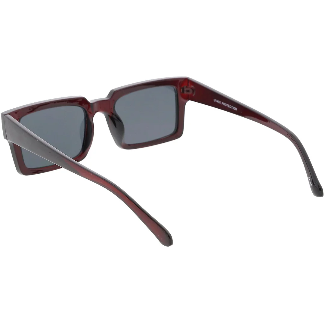 Retro Horn Rimmed Square glasses Wide Arms Flat Lens 51mm