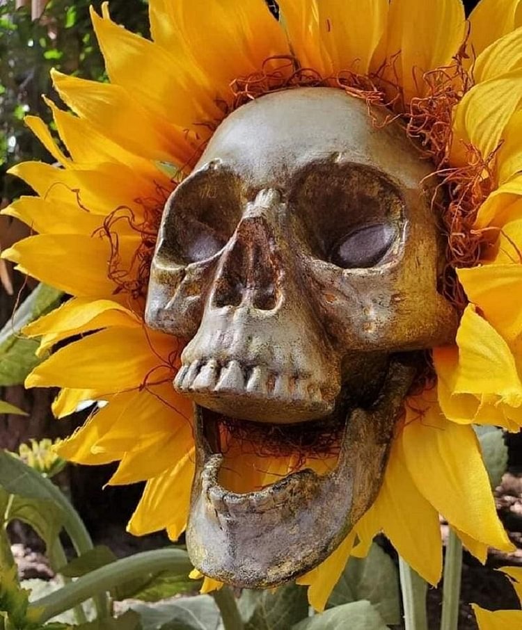 DIY Sunflower Skeletons Are The Creepiest Halloween Decor Ever