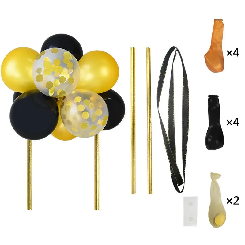 1 Set 5inch Confetti Balloon Cake Topper Decoration with Paper Straw Bow Baby Shower Favors Wedding Birthday Party Supplies