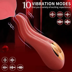 Rose-Shaped Tongue Toy for Licking and Stimulating the Clitoris with 10 Vibration Modes