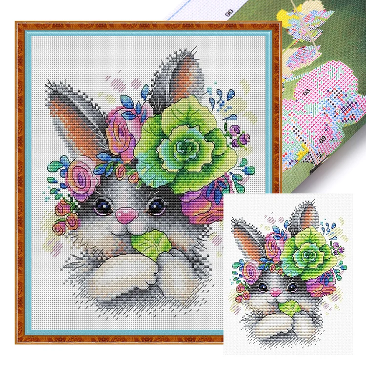 『Joy Sunday』Charming Rabbit - 14CT Stamped Cross Stitch(20*25cm)