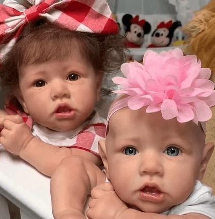 Dollreborns®12'' Twins Erica and Adele Reborn Baby Doll Girls, Gift Wearing Flower 2023