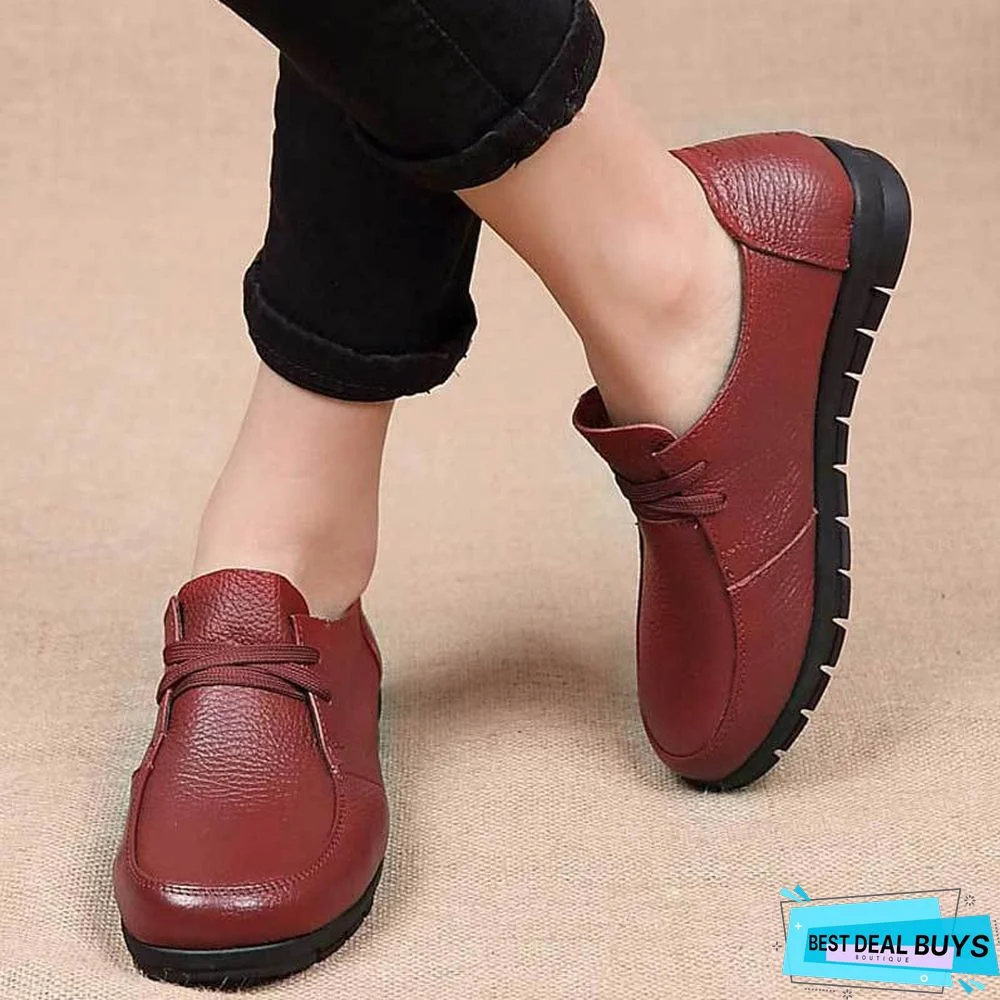 Women Flats Genuine Leather Casual Loafers Shoes
