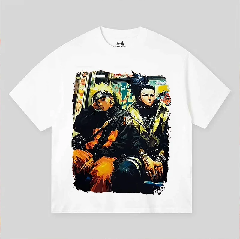 Unisex Naruto And Shikamaru Printed Oversized T-shirts