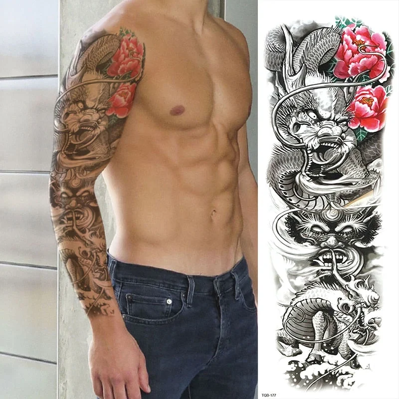 Polynesian Temporary Tattoo Sleeve Tribal Arm Waterproof Transfers Halloween Men