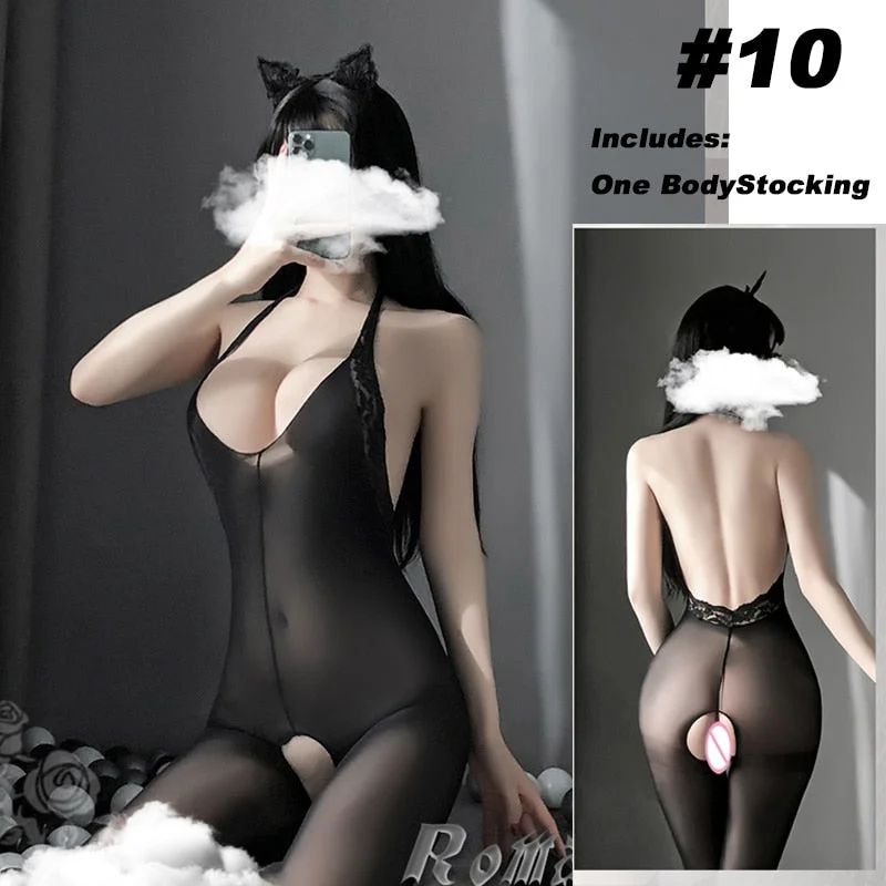 OJBK Sexy Lingerie 16 Types Teddies Fishnet Erotic Outfit Open Crotch Stretch Mesh Body Stockings Elasticity Underwear 2022 New
