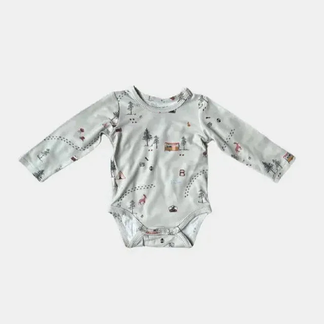 Camp Print Long Sleeve Bodysuit