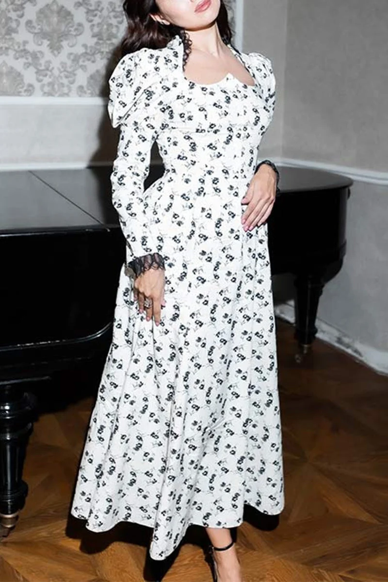 Square Neck Long Sleeve Dresses