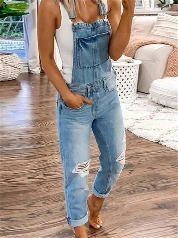 New ripped jeans with double shoulder straps