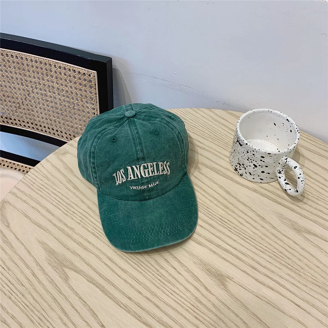 LOS ANGELESS Letter Embroidery Cotton Retro Washed Denim Baseball Cap Men Women  Summer Caps Snapback Cap Male Beach Headdress