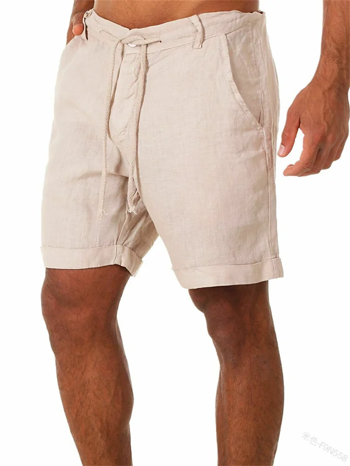 Men's Shorts Bermuda shorts Linen Shorts Drawstring Plain Breathable Soft Short Daily Holiday Beach Linen / Cotton Blend Casual Green White Micro-elastic-Cosfine