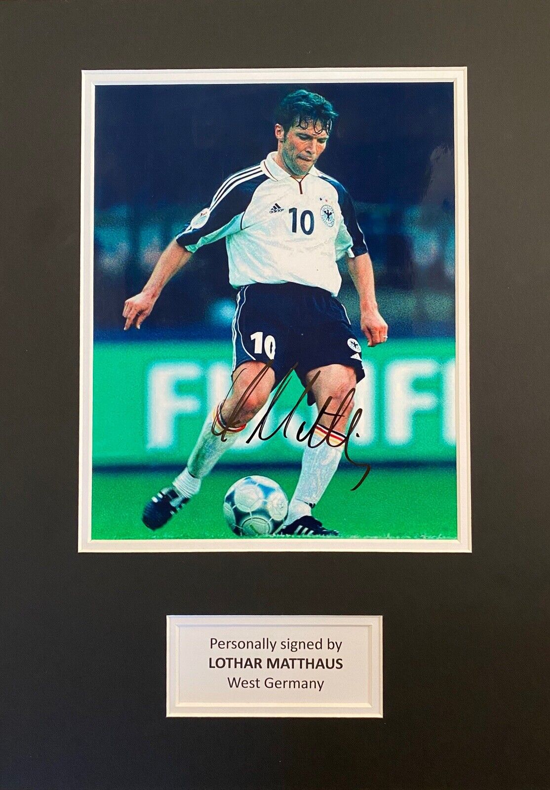 Lothar Matthaus Genuine Hand Signed Germany Photo Poster painting In 16x12 Mount Display