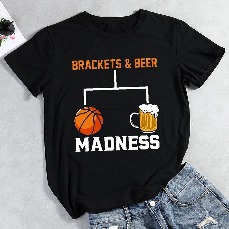 Basketball and beer Round Neck T-shirt-Annaletters