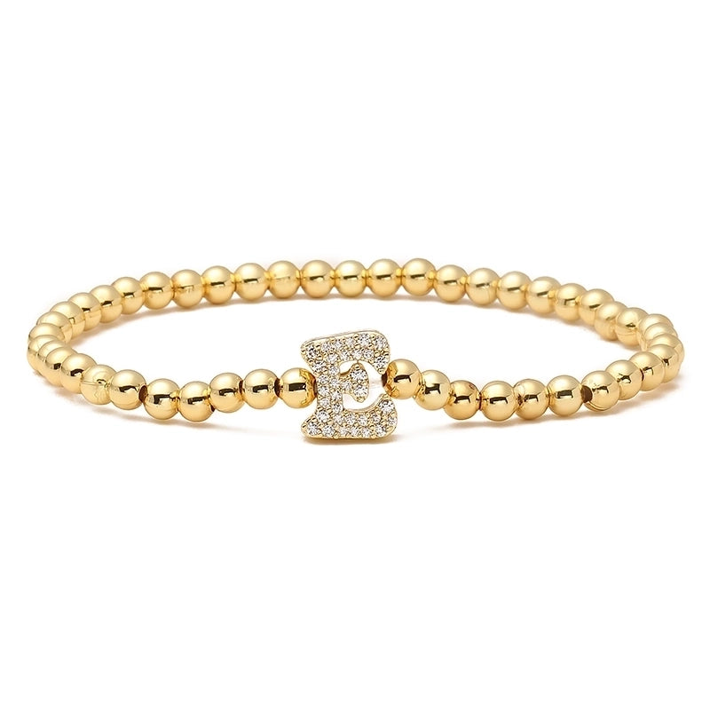 Vintage Style Minimalist Classic Style Letter Copper Zircon 18K Gold Plated Inlay Bracelets