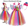 Kids Girl Carnival Frock Little  Birthday Fancy Rainbow Tutu Dress