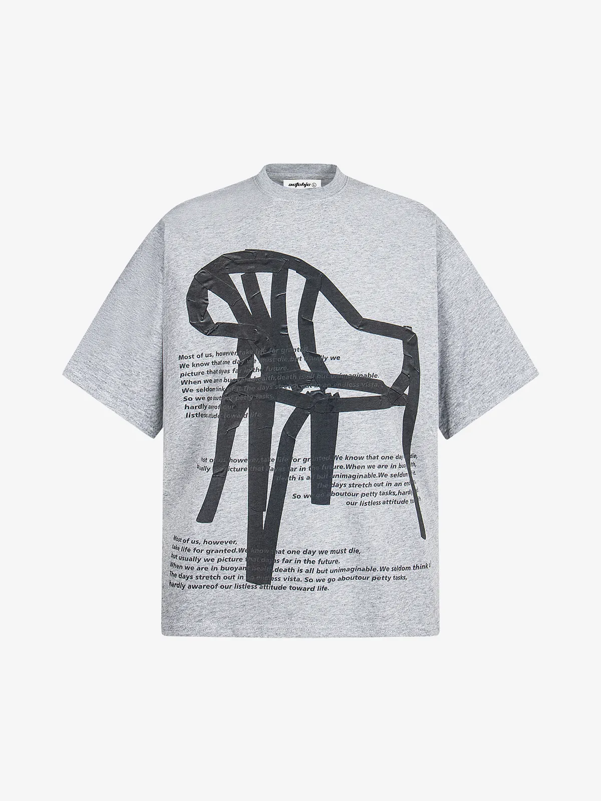 Grey Act Chic Graffiti Tape Chair Print Tee Front