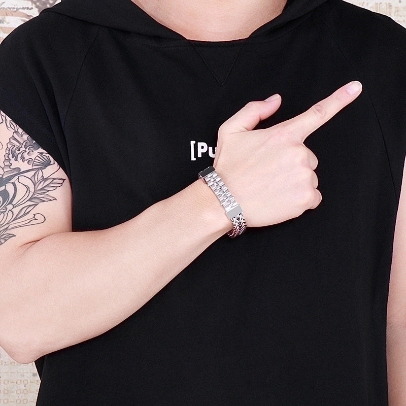 Hip-Hop Rock Solid Color Titanium Steel Plating 18K Gold Plated Men’S Bracelets