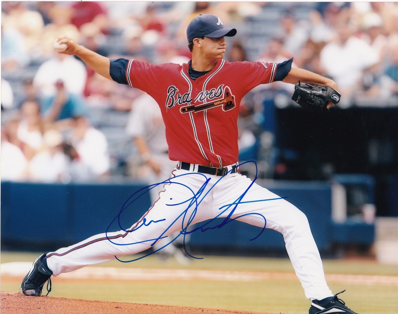 CHARLIE MORTON ATLANTA BRAVES ACTION SIGNED 8x10