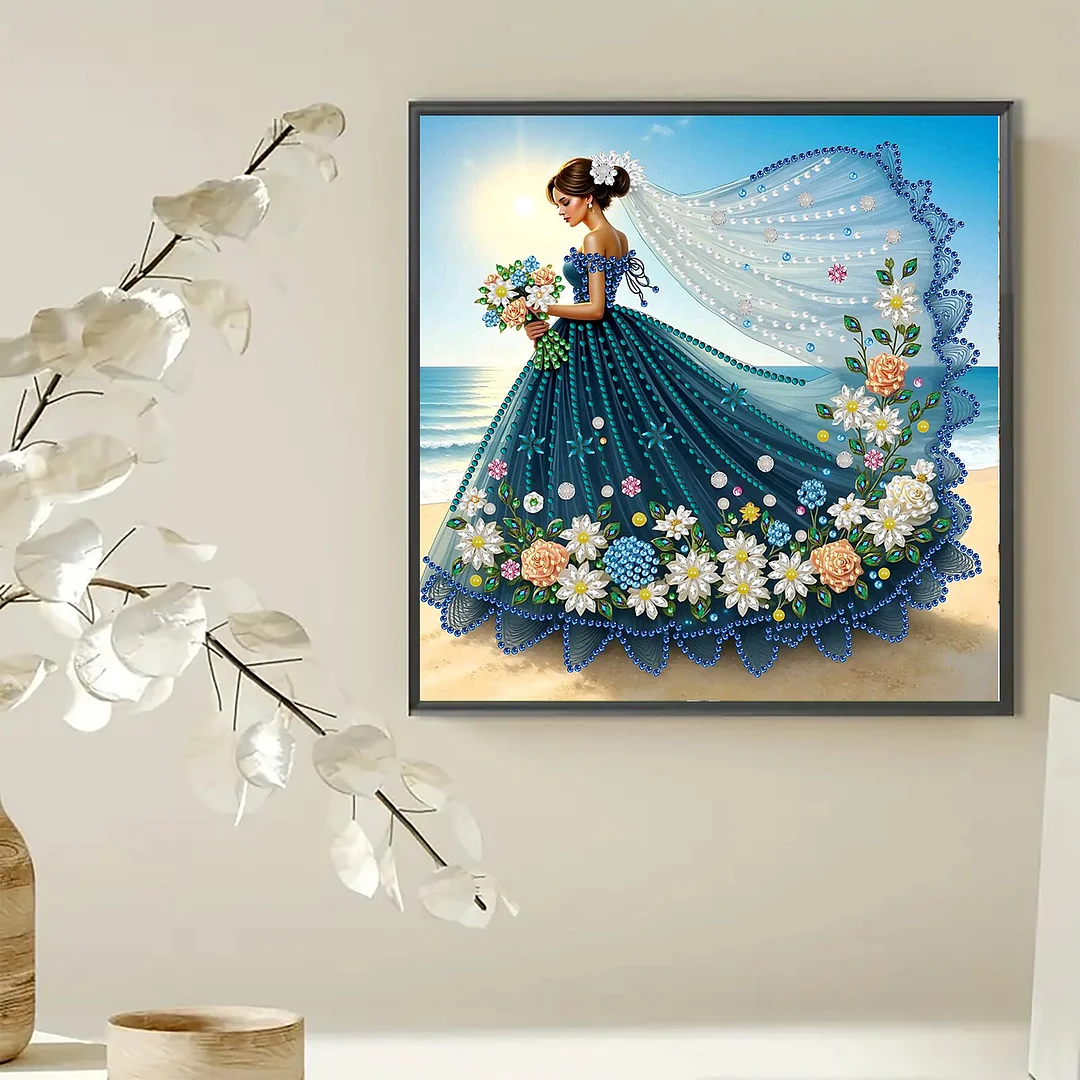 Diamond Painting - Partial Special Shaped Drill - Ocean Floral Gown(Canvas|30x30cm)