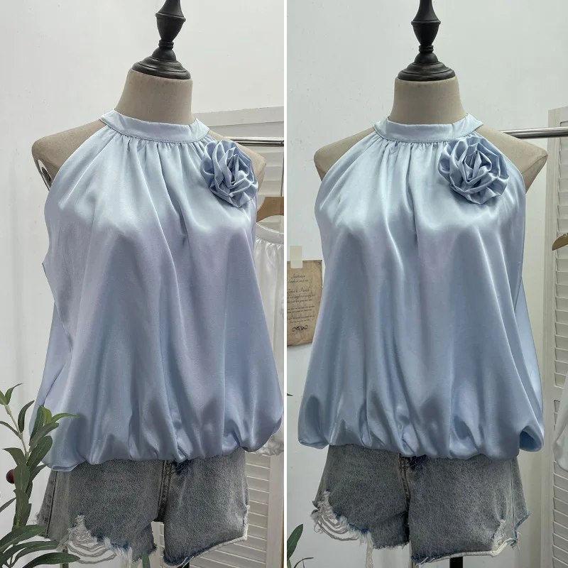 Nigikala Nigikala Shooting French Gold Wind Hanging Shoulder Waistcoat Woman Design Feel Sleeveless Bud Top Loose Shirt 1170