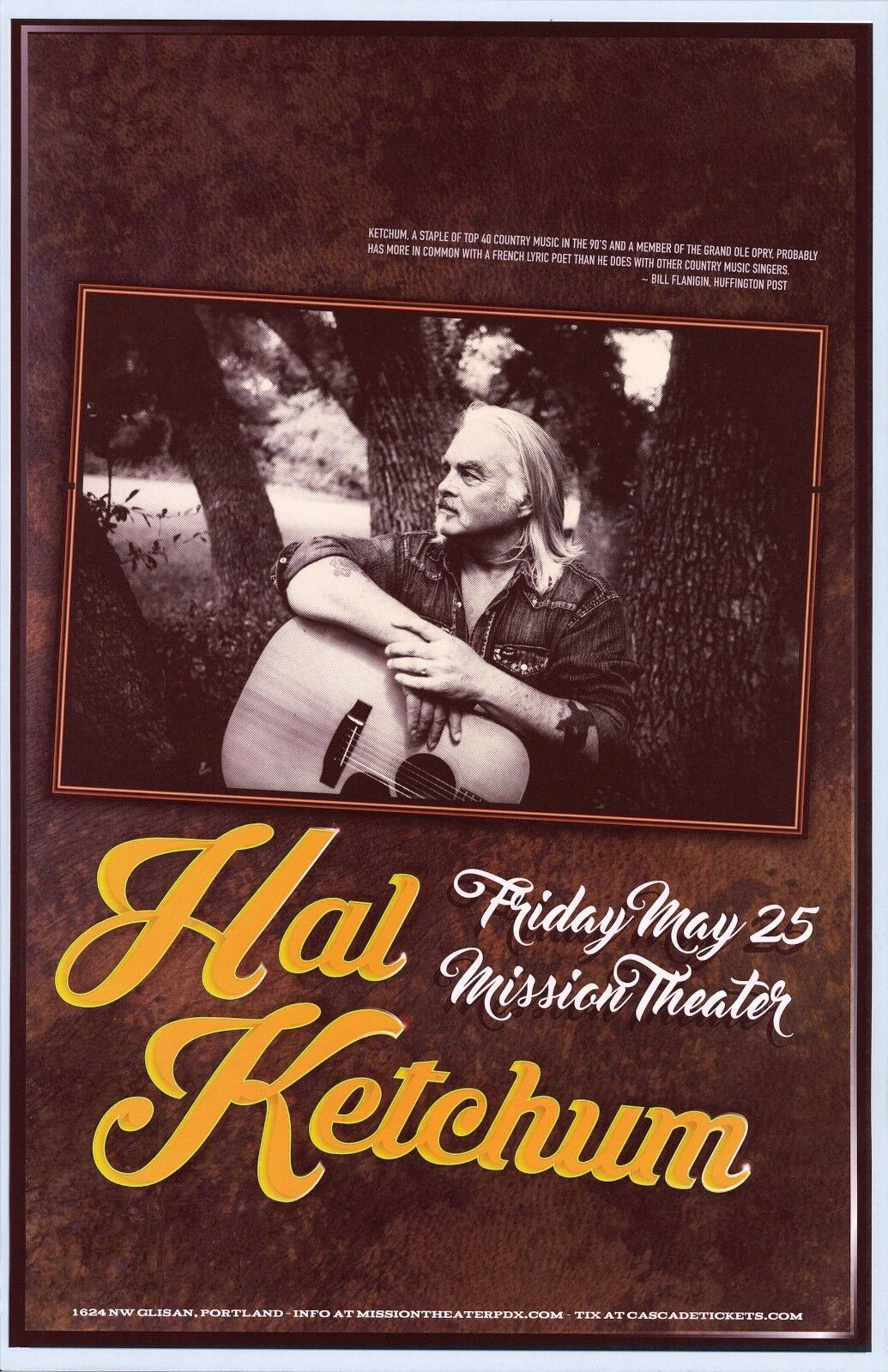 HAL KETCHUM 2018 Gig POSTER Portland Oregon Concert