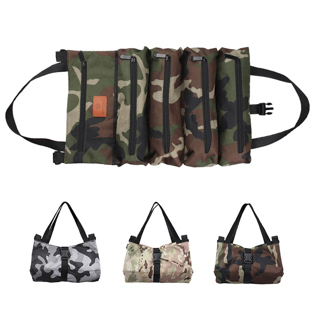 

Roll Up Tool Storage Bag Outdoor Oxford Hanging Zipper Carrier Totes Pouch, Camouflage grey, 501 Original