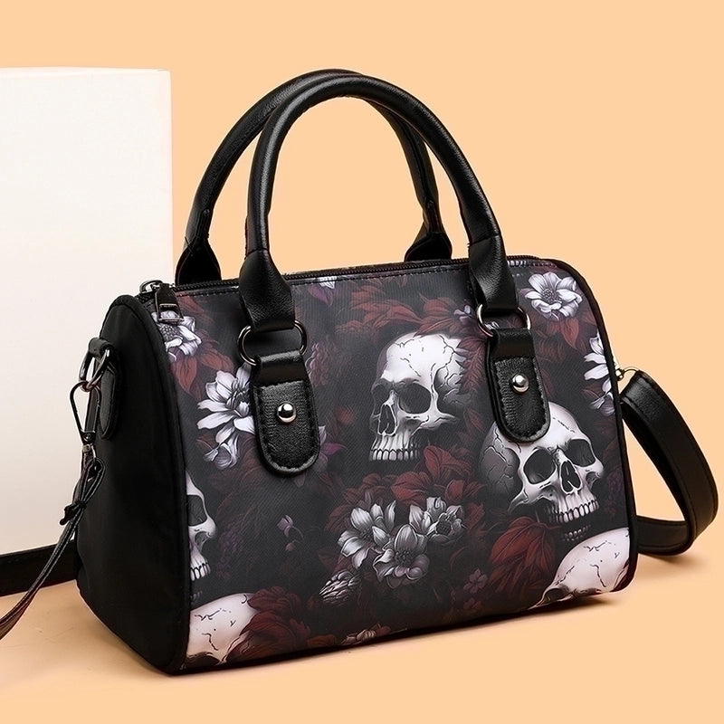 Halloween Women's Pu Leather Skull Vintage Style Zipper Handbag