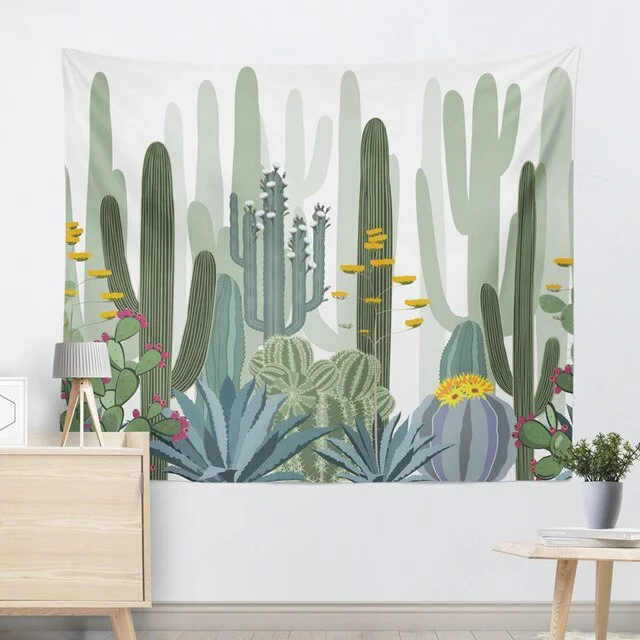 Cactus Succulents Tapestry Summer Succulents Wall Decor Tropical Landscape Wall Hanging Tapestries Picnic Blanket Wall Cloth