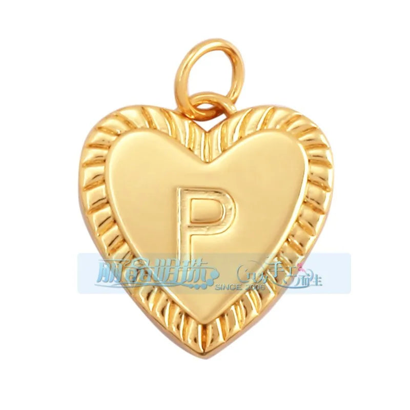 1 Piece 15 * 19mm Hole 5~5.9mm Copper Zircon Letter Heart Shape Pendant Jewelry Accessories